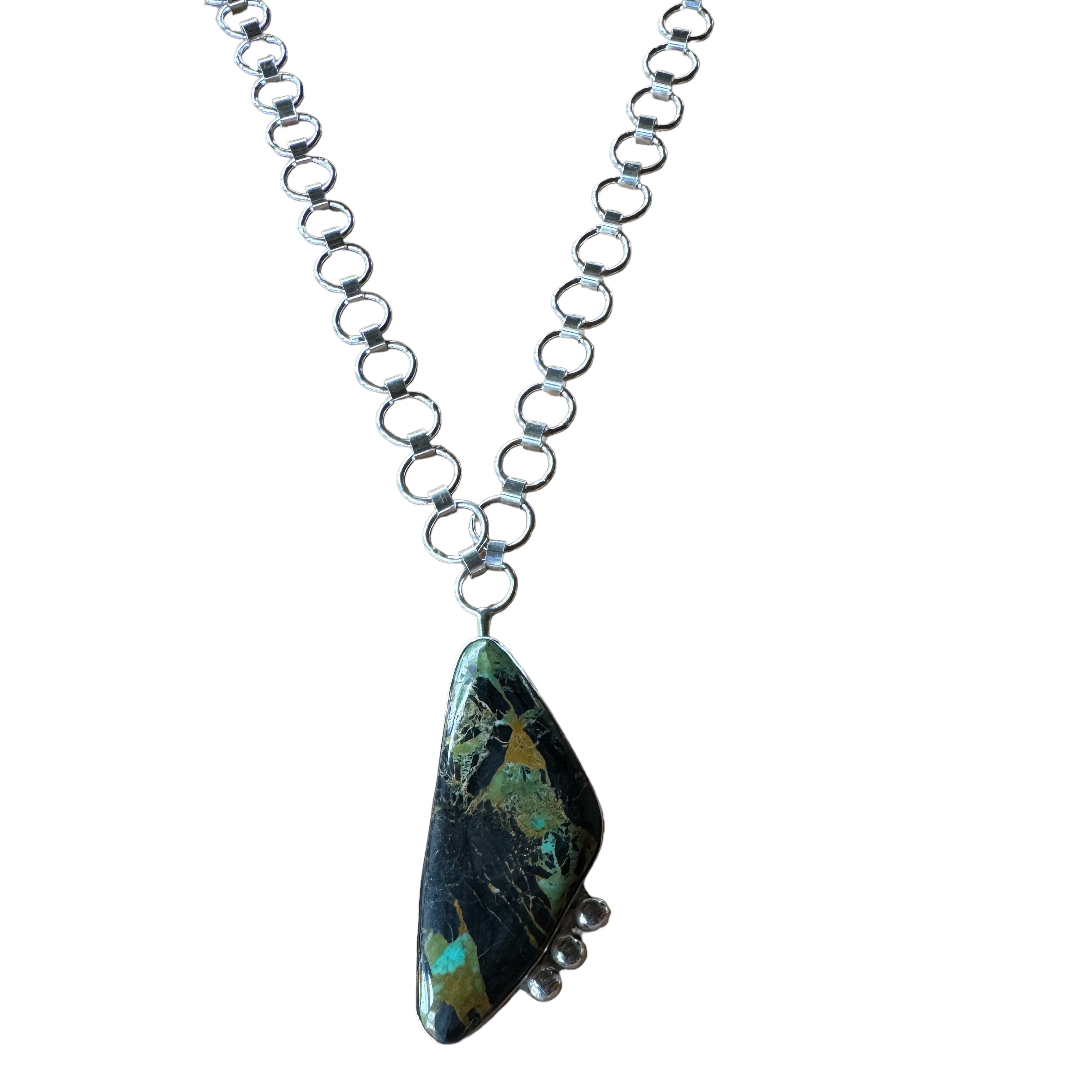 Black Jack Turquoise and Sterling Necklace