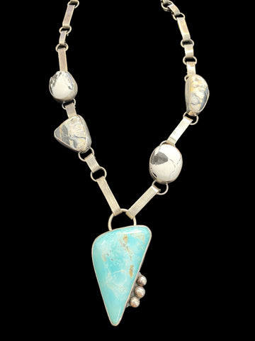 Huge natural Royston Mine Turquoise with Sterling Chain
