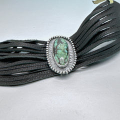 Turquoise and Silver Leather Bracelet