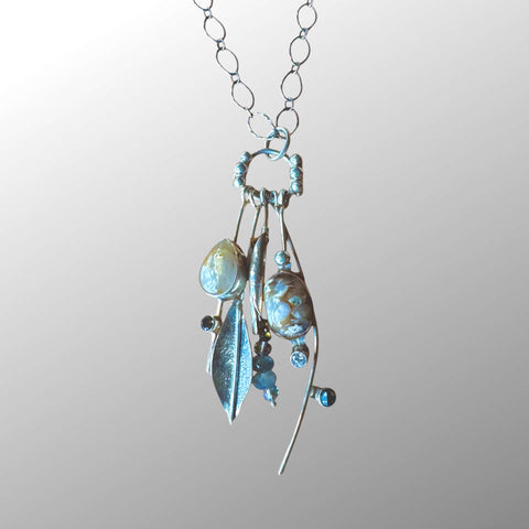 FUN Asymmetric Turquoise and Fused Sterling Earring