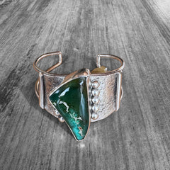 Rare Green Turquoise Sterling Cuff