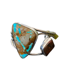 Ribbon Turquoise and Boulder Opal Cuff