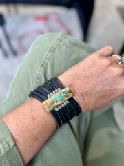 Natural Boulder Turquoise leather bracelet