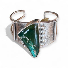 Rare Green Turquoise Sterling Cuff