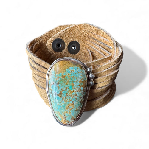 Mixed matrix light blue turquoise leather bracelet