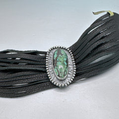 Turquoise and Silver Leather Bracelet