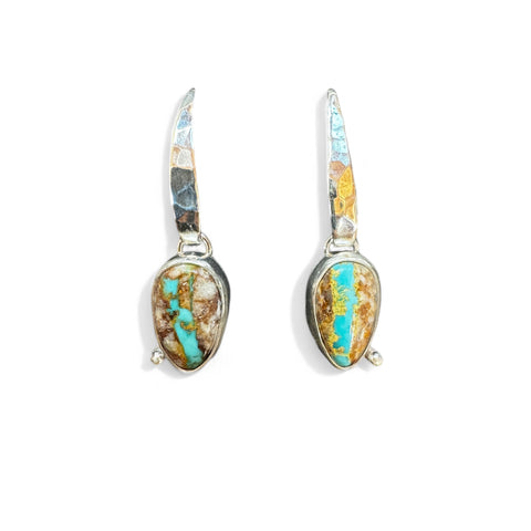 Turquoise sterling branch earrings