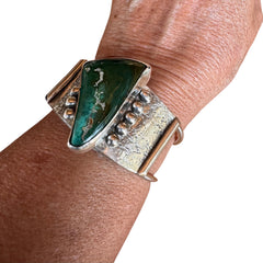 Rare Green Turquoise Sterling Cuff