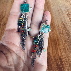 Boho Green Turquoise Earrings
