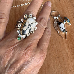White Buffalo Turquoise Adjustable Ring