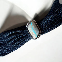 Ribbon Turquoise and Black Leather cuff