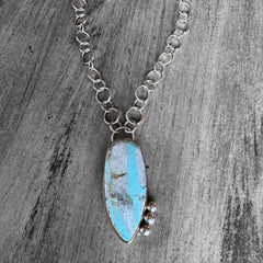 Large Ribbon Turquoise Pendent on Sterling Chain