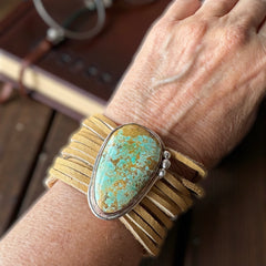 Mixed matrix light blue turquoise leather bracelet