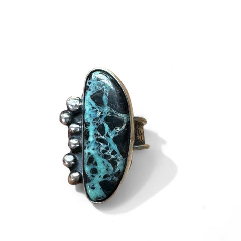 Black Jack and Turquoise Sterling Cuff