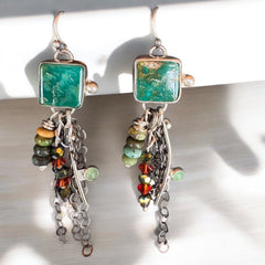 Boho Green Turquoise Earrings