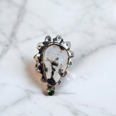 White Buffalo Turquoise Adjustable Ring
