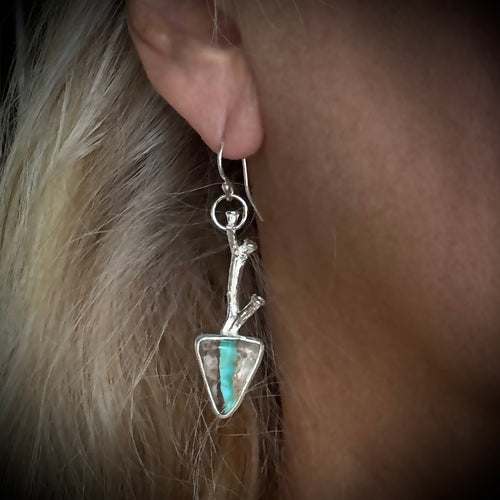 Turquoise sterling branch earrings