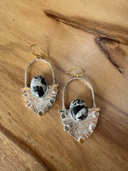 White Buffalo Turquoise, Silver and 22k gold Earrings