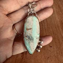 Large Ribbon Turquoise Pendent on Sterling Chain