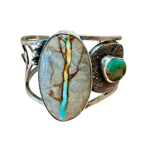 Ribbon Turquoise and Boulder Opal Cuff