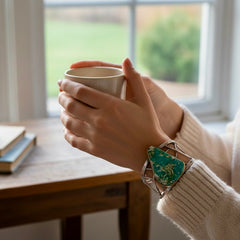 Large Natural Turquoise and Sterling Cuff