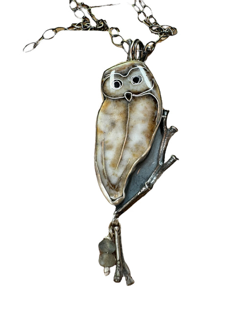 Owl Cloisonné Necklace