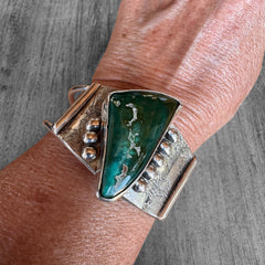 Rare Green Turquoise Sterling Cuff