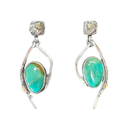 Turquoise sterling branch earrings