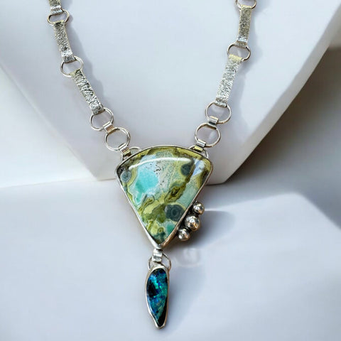 Carolina Chicadee Cloisonné necklace