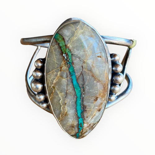 Large ribbon turquoise and sterling cuff