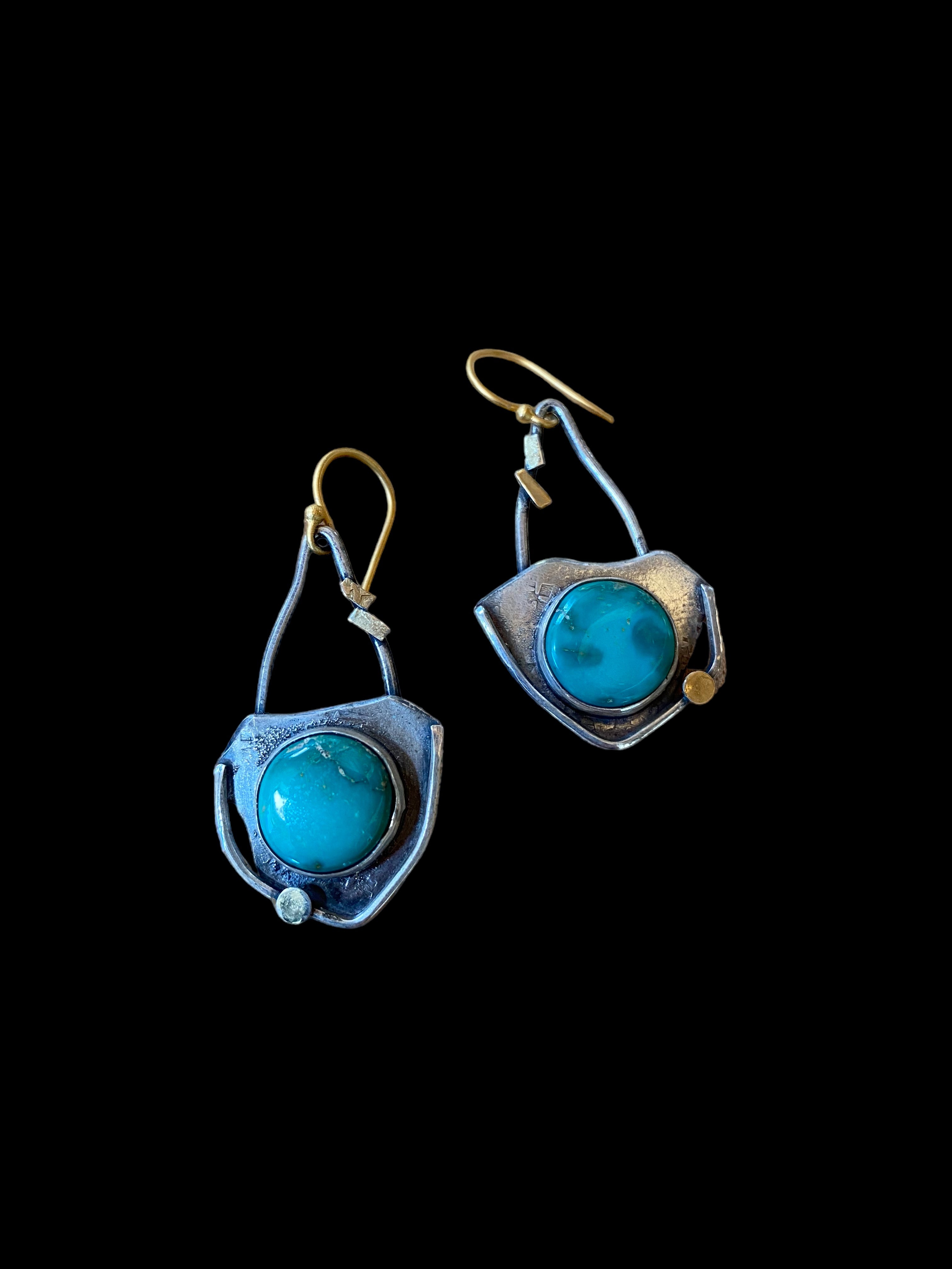 Turquoise and Silver Swinging Earrings