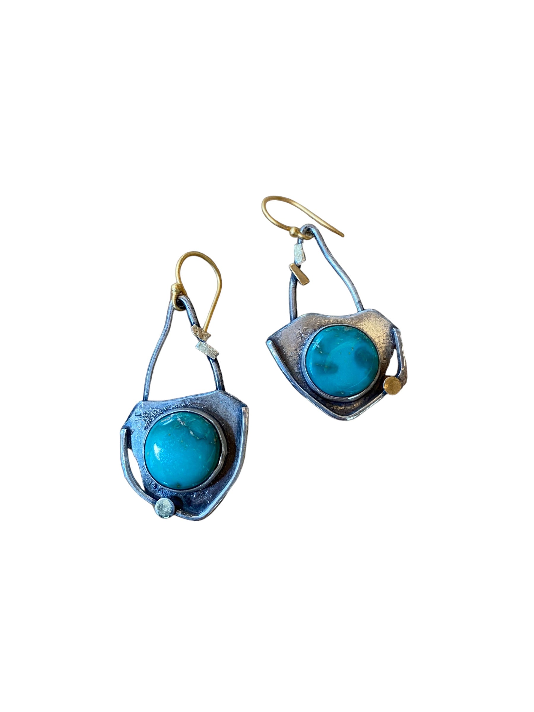 Turquoise and Silver Swinging Earrings