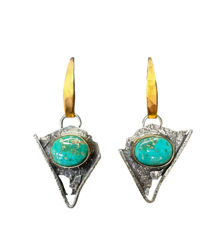 Turquoise and silver post earrings