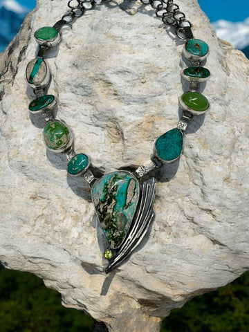 Ithica Peak Turquoise w Handcrafted sterling necklace