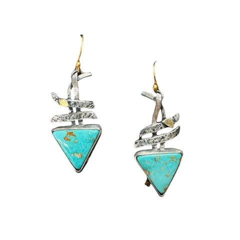 Turquoise and silver post earrings