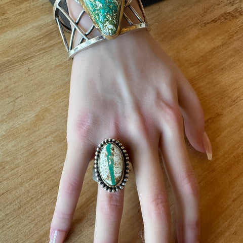 FUN Asymmetric Turquoise and Fused Sterling Earring