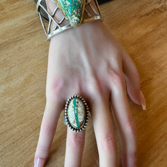 Royston Ribbon Turquoise Adjustable Sterling Ring