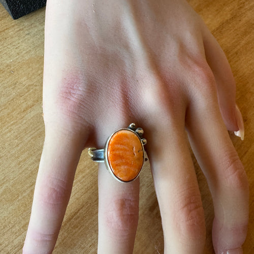 Spiny Oyster and Adjustable Sterling Ring