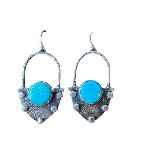 Turquoise and Druzy Mixed Metal Earrings