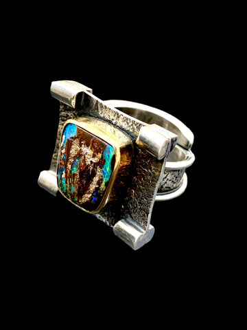Ribbon Turquoise and Boulder Opal bracelet