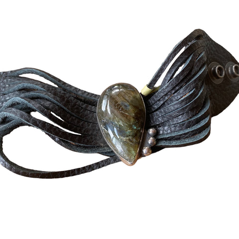 Chrysocola  Leather Bracelet