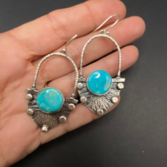 Turquoise Fan Sterling Earrings
