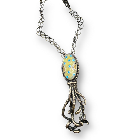 Mermaid cloisonné necklace