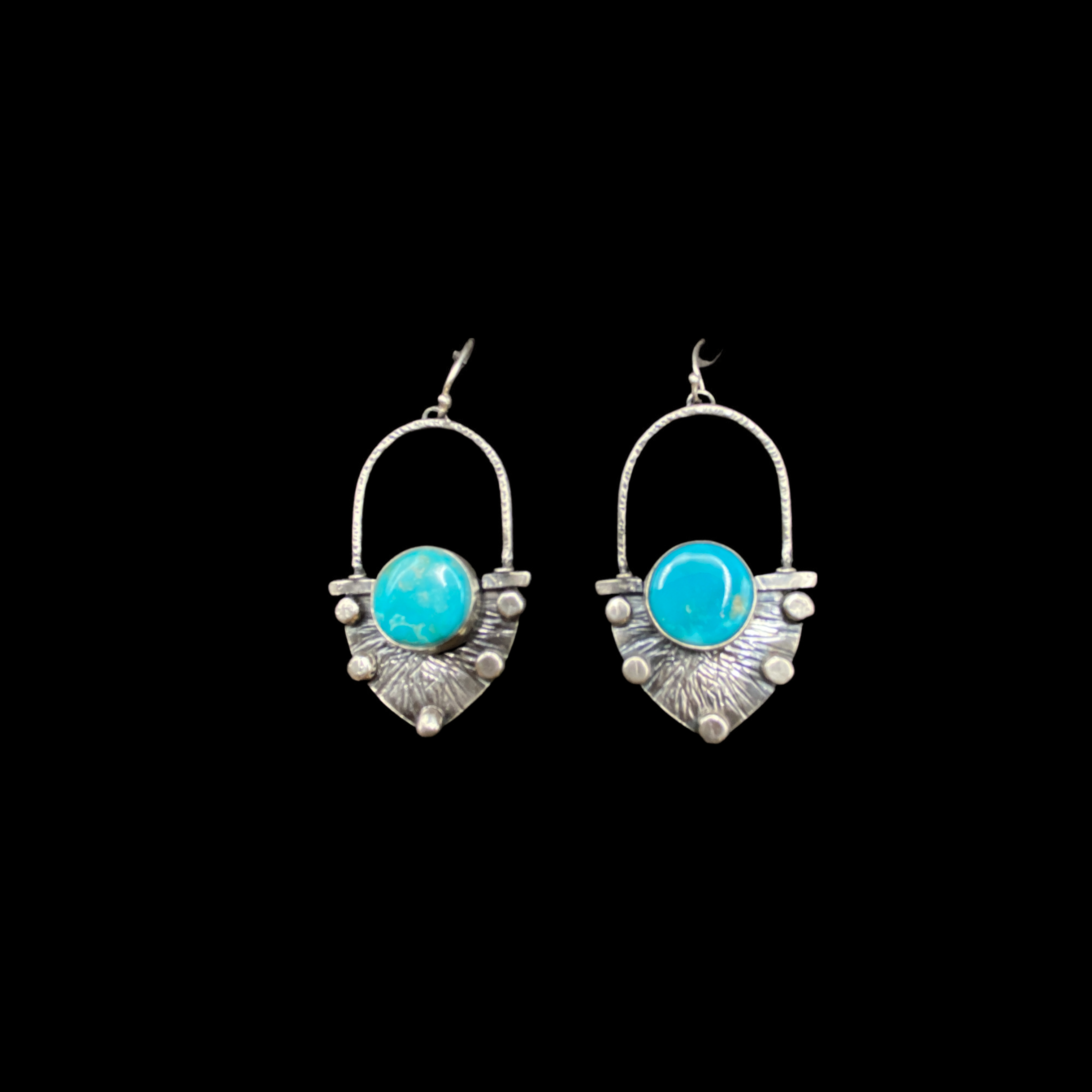Turquoise Fan Sterling Earrings